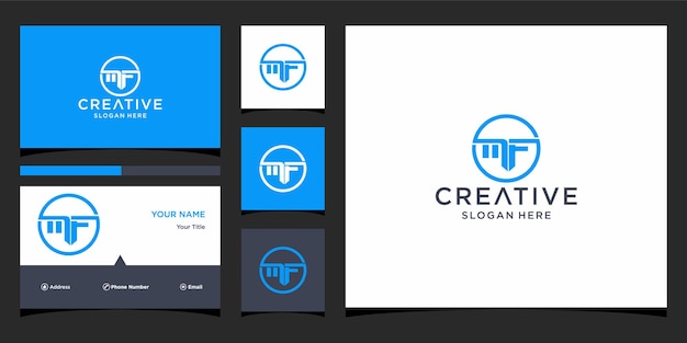 MF logo design with business card template