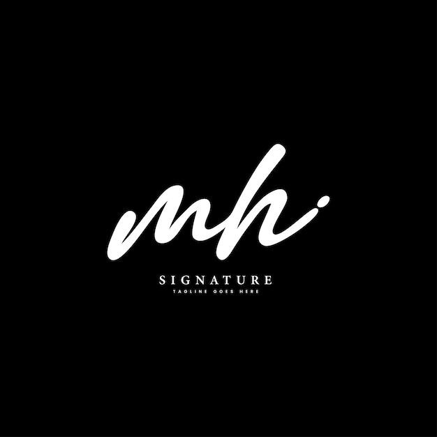 Vector mh simple signature logo handwritten vector template for m and h logo