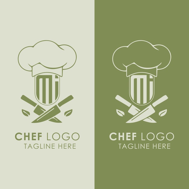 Mi initial monogram for chef cooking logo with creative style design