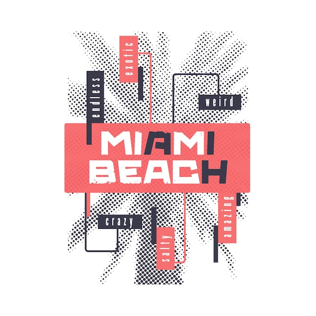 Vector miami beach graphic summer tshirt design with the stylized palm tree vector illustration