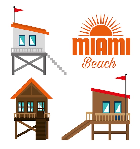 miami beach summer icons vector illustration design