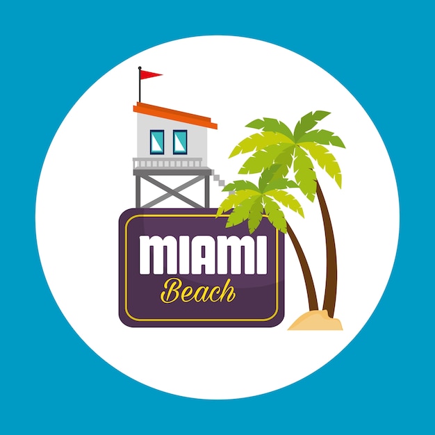 miami beach summer icons vector illustration design