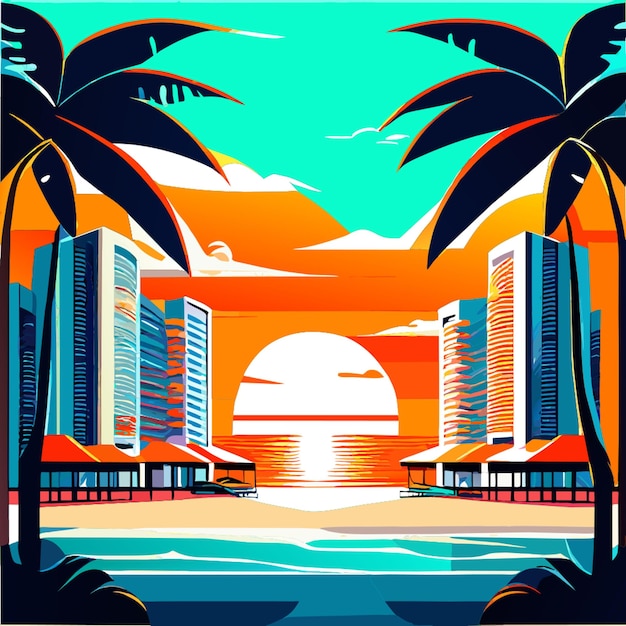 Vector miami beach vector illustration