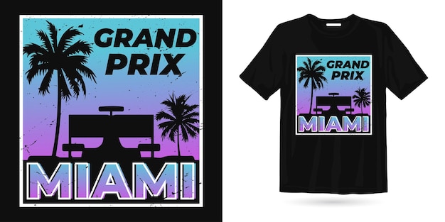 Miami beach vibe Tshirt design Miami island retro vintage illustration Miami beach