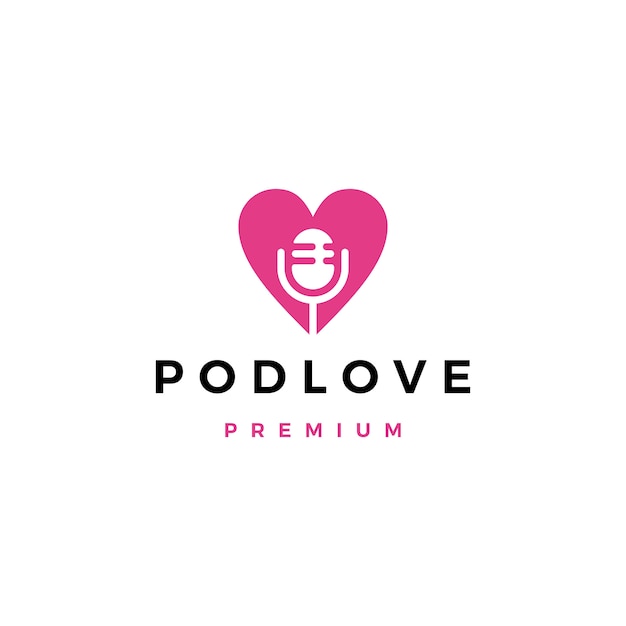 Mic love podcast logo icon illustration