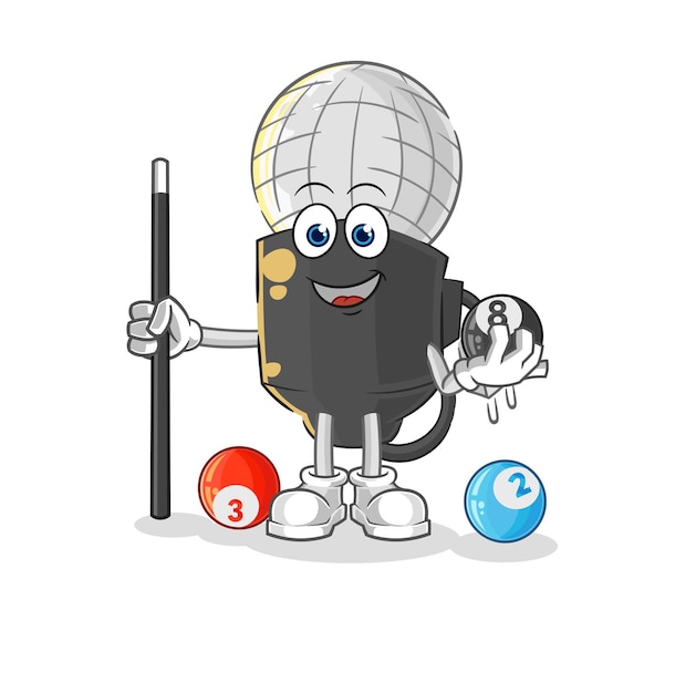 Mic plays billiard character cartoon mascot vector