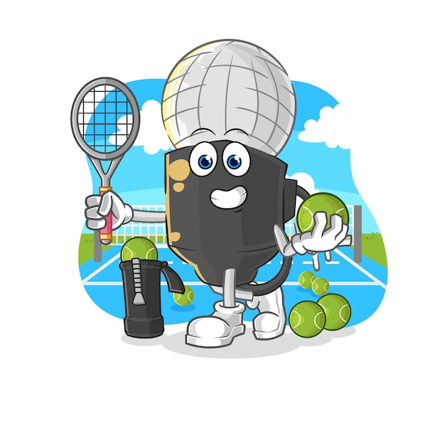 Mic plays tennis illustration character vector