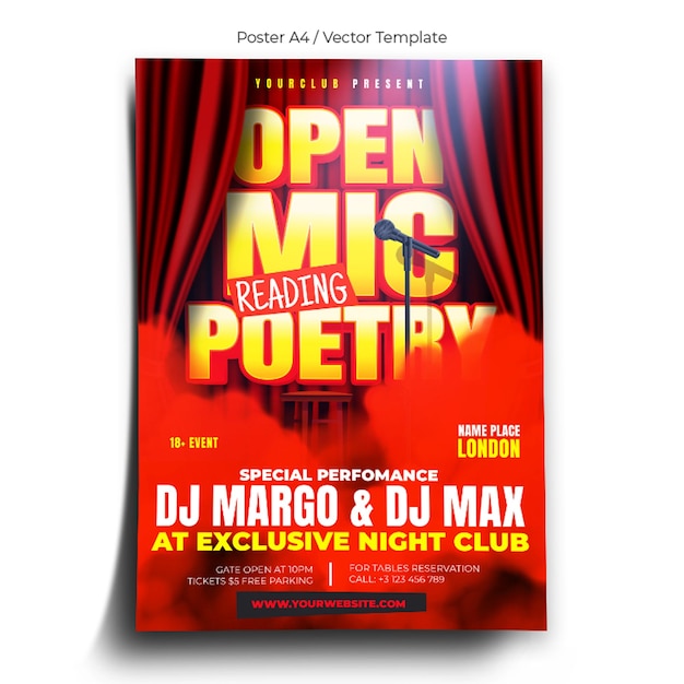 Mic Poetry Poster Template