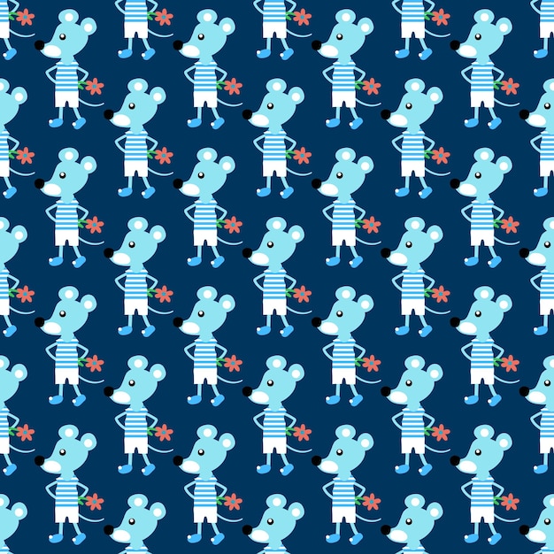 Mice on a blue background Animal pattern