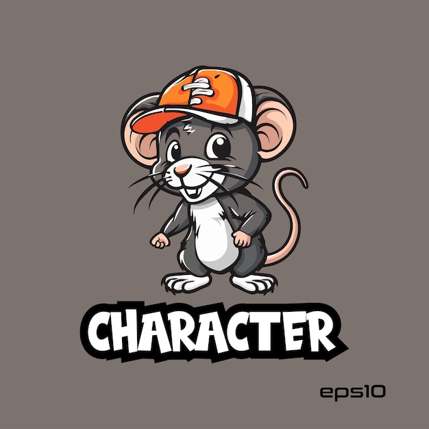 A Mice wearing hat logo vector mascot character illustration