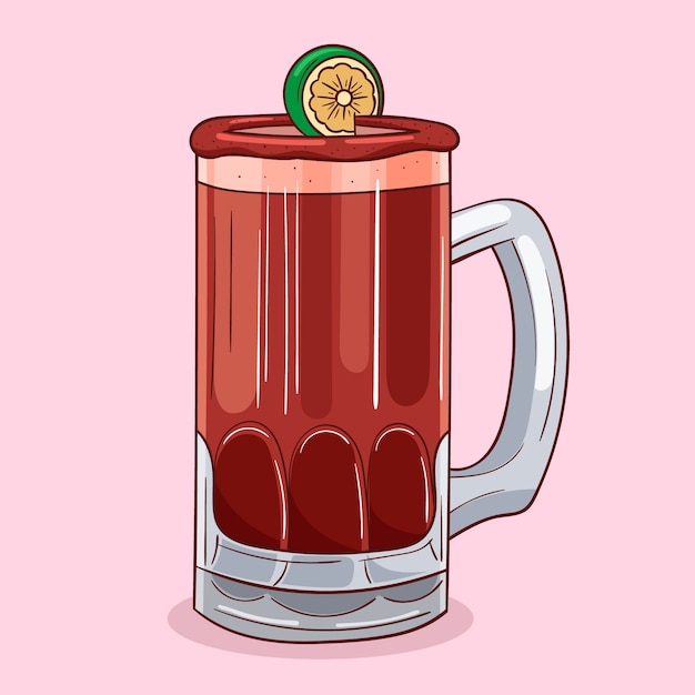 Michelada illustration in hand drawn style