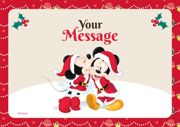 Vector mickey and minnie mouse lovely christmas card