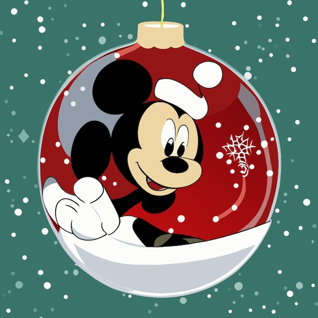 Vector mickey mouse christmas ornament hanged glass ball vector illustration cartoon