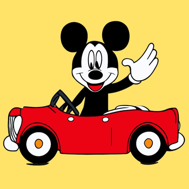 Vector mickey mouse driving car vector illustration cartoon