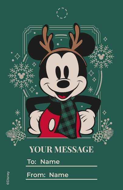 Mickey Mouse and Friends Cute Christmas Gift Tag