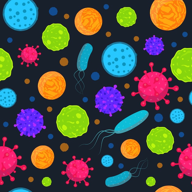 Microbe organism neon pattern macro nature