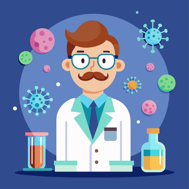 Vector microbiologist vector character illustration in flat style