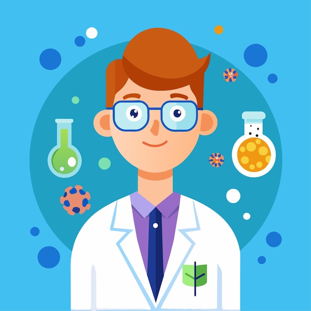 Vector microbiologist vector character illustration in flat style