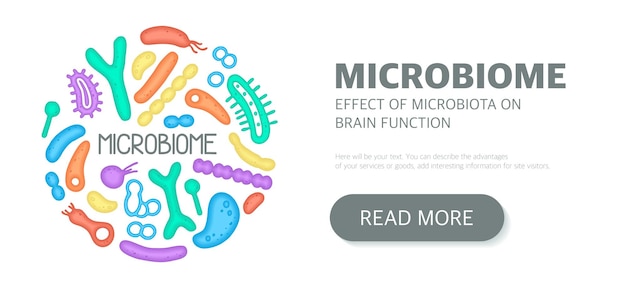 Microbiome website landing page template newsletter advertising label presentation Vector background