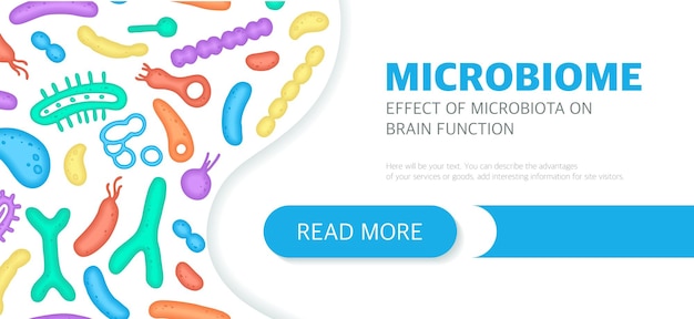 Microbiome website landing page template newsletter advertising label presentation Vector background