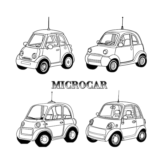 Microcar outline illustration vector