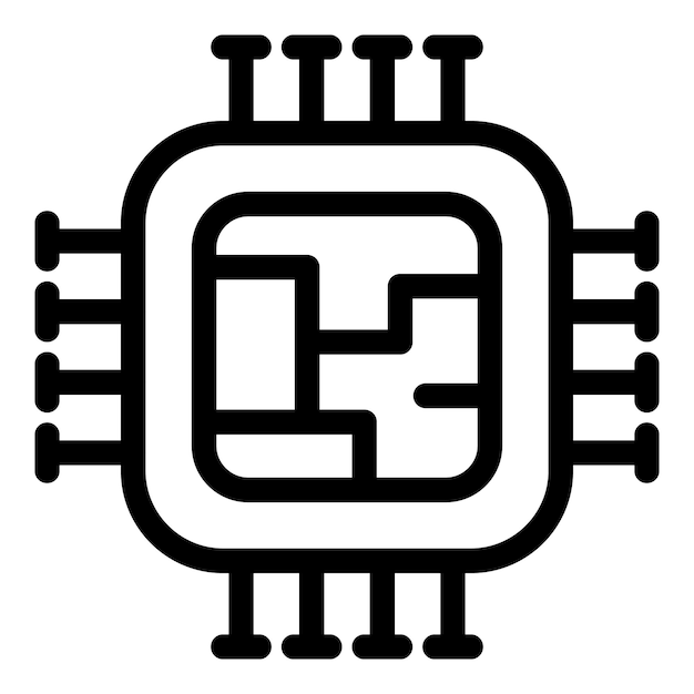 Microchip icon showing semiconductor for motherboard and circuit board