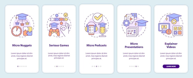 Microlearning ways onboarding mobile app screen