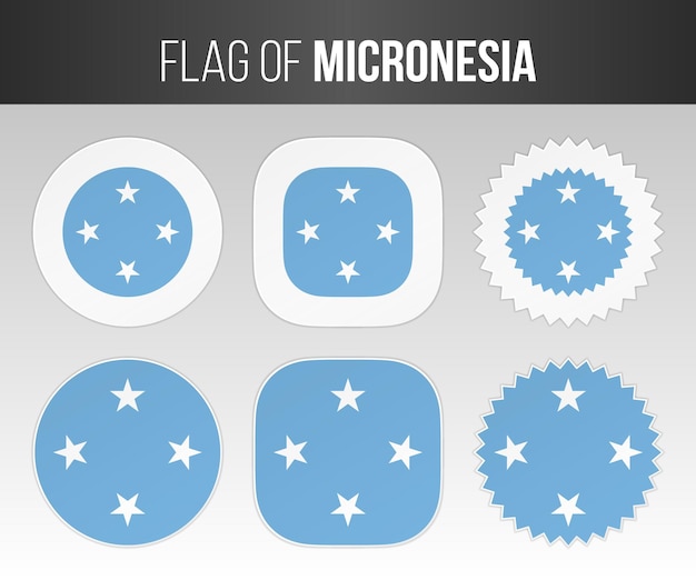 Micronesia flag labels badges and stickers Illustration flags of Micronesia isolated