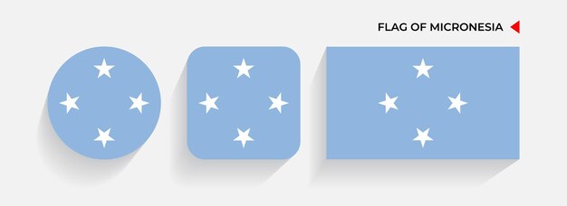 Micronesia Flags arranged in round square and rectangular shapes