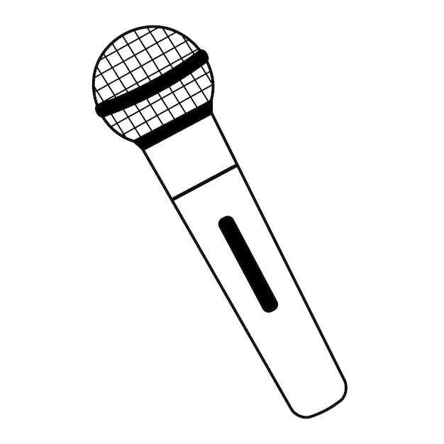 Microphone in doodle style Music tool for singer