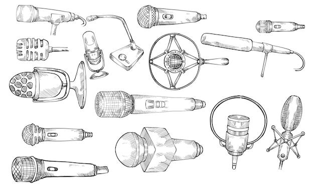 microphone handdrawn collection