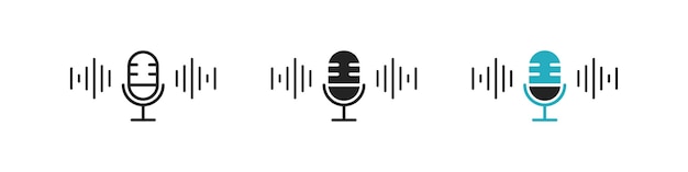 Microphone icon Flat design Podcast symbol Concept of broadcast and radio Media audio signs Studio table microphone Speech record