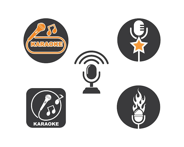 Microphone icon logo of karaoke and musical vector illustration design