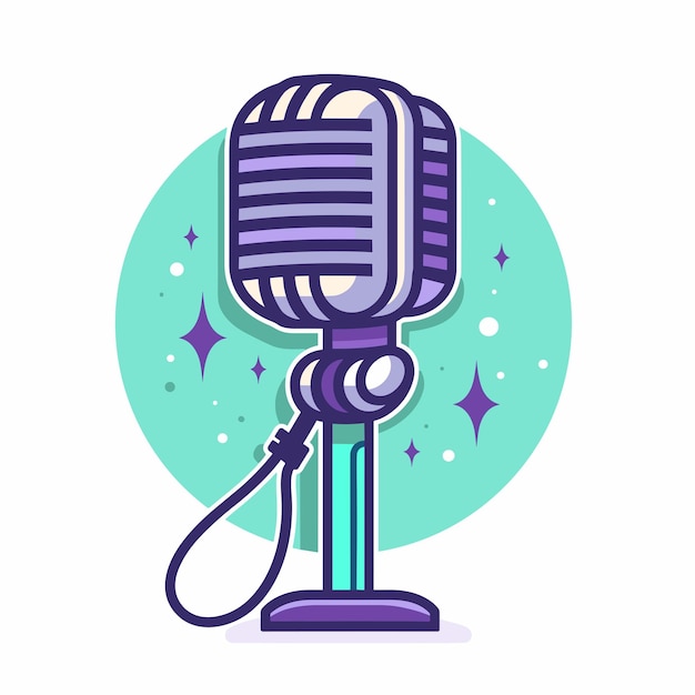 Vector microphone icon simple flat vector illustration