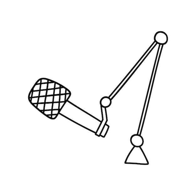 Microphone icon sound recording equipment for podcast Karaoke and voice button Isolated vector illustration in doodle style