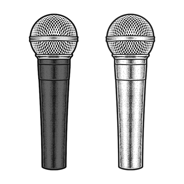 Microphone isolated in hand drawn