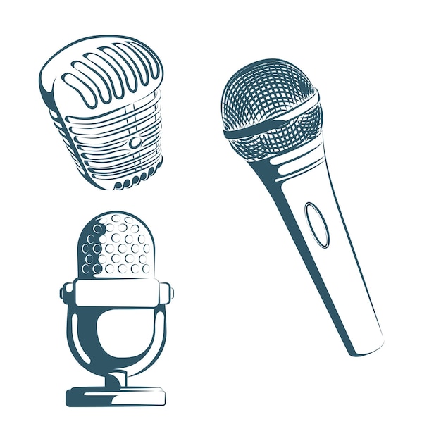 Microphone line sketch. Podcast or music item.