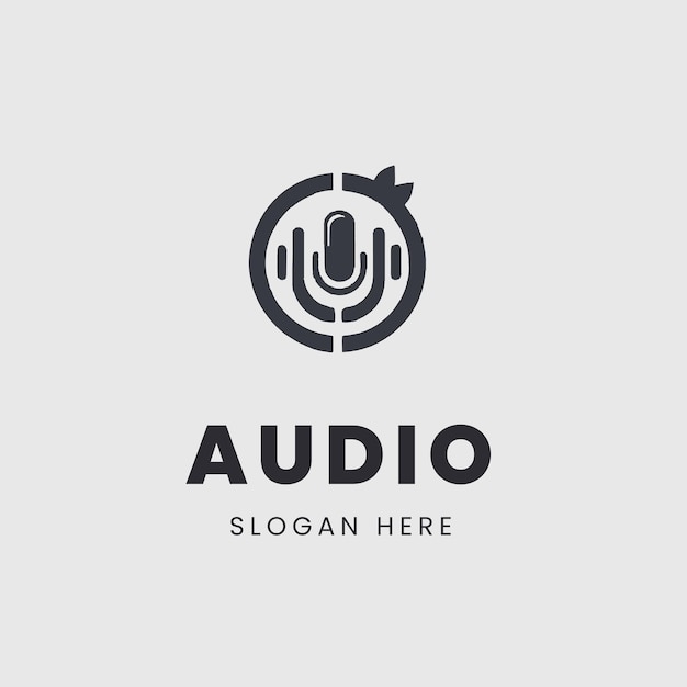 microphone logo design in a monochrome