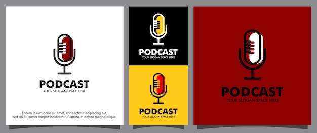 Microphone logo and podcast logo template