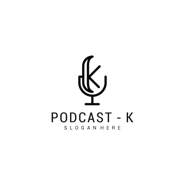 Microphone mic podcast music radio with initial letter k logo design inspiration Premium Vector