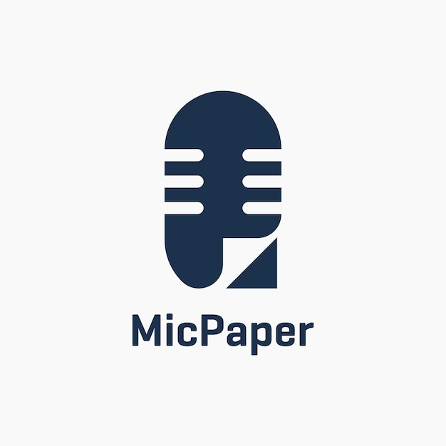 Microphone Podcast Paper Line Outline Icon Logo Design