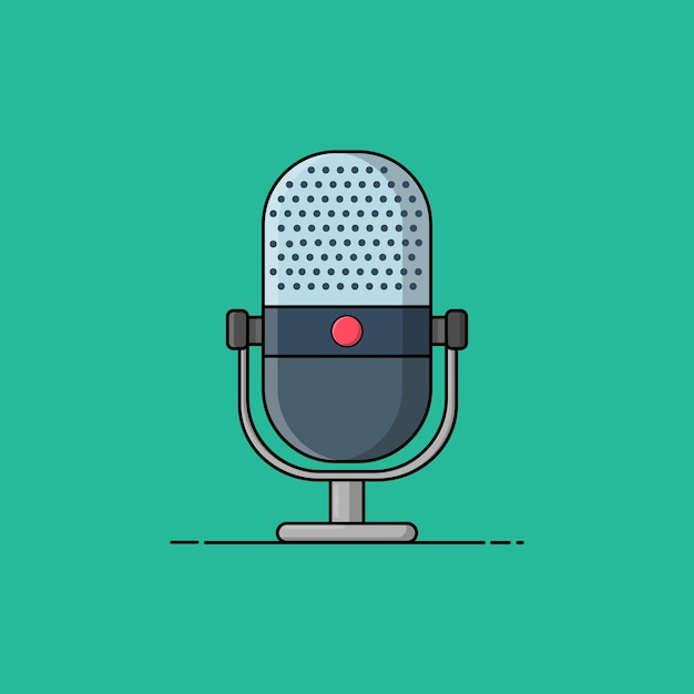 Microphone for podcast vector, Flat Style Suitable for Web Landing Page, Banner, Sticker, Background