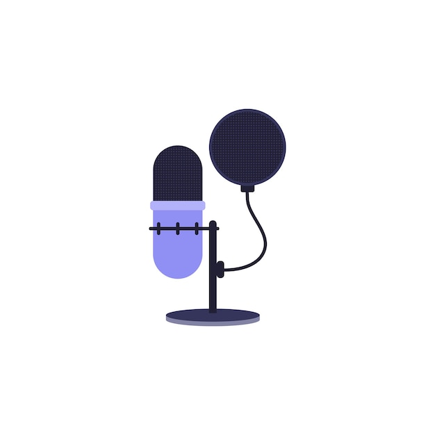 Microphone on short stand for streamer flat style vector illustration