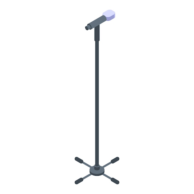 Microphone on stick icon Isometric of microphone on stick vector icon for web design isolated on white background