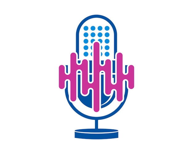 Microphone with sound wave logo