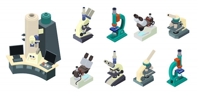 Microscope set, isometric style