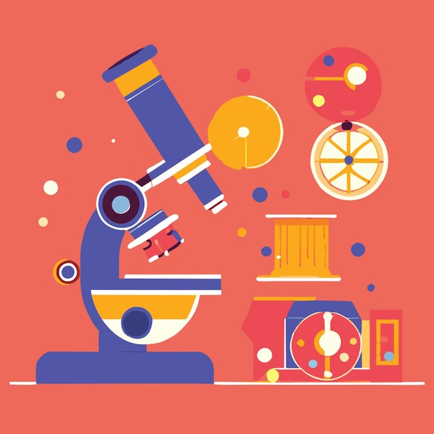 Vector microscope set vector illustration flat 2