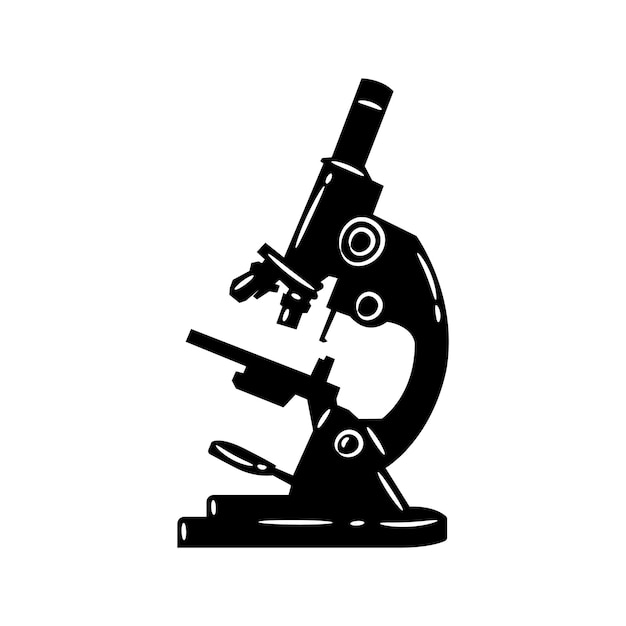 Microscope silhouette black logo vector icon illustration