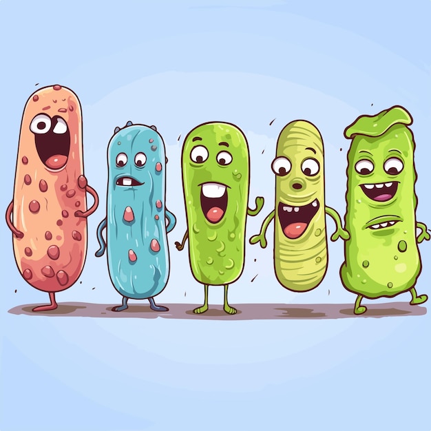 Microscopic Bacteria in Human Stomach Illustration