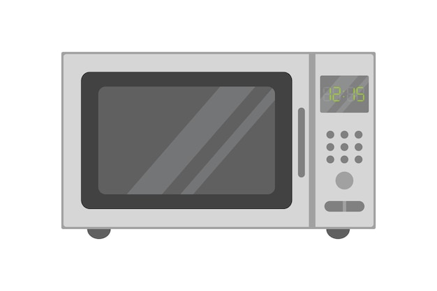 Microwave oven front view vector illustration Electric oven kitchen appliance